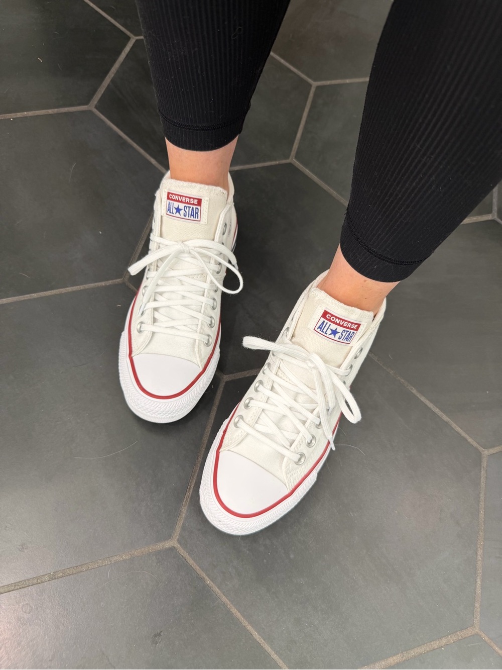 Converse White Low Top Sneakers with Red Accent